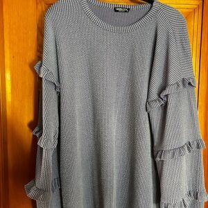 HEIMISH USA Blue Ruffle Sleeve Blouse